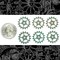 Verdigris Finished Brass 20mm Floral Patterned Etched Steampunk Spoked Wheels Gears Charms - Set of Six - XXX - V-PG04